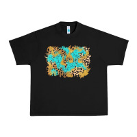 Black glitter leopard turquoise background Urban Heavy Tee - AdoDesignShop