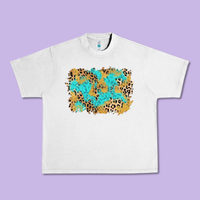 Glitter Leopard Turquoise Background Urban Heavy Tee Designed By Adodesignshop