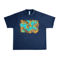 Navy glitter leopard turquoise background Urban Heavy Tee - AdoDesignShop