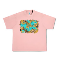 Salmon glitter leopard turquoise background Urban Heavy Tee - AdoDesignShop