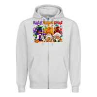 Dove Grey Hallothanksmas gnomes Zipper Hoodie - NancyCooperArtShop