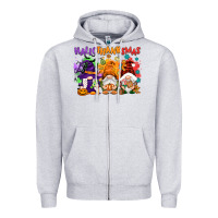 Heather Grey Hallothanksmas gnomes Zipper Hoodie - NancyCooperArtShop