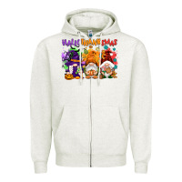 Oatmeal Heather Hallothanksmas gnomes Zipper Hoodie - NancyCooperArtShop