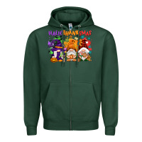 Sports Green Hallothanksmas gnomes Zipper Hoodie - NancyCooperArtShop