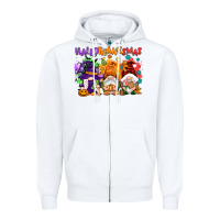 White Hallothanksmas gnomes Zipper Hoodie - NancyCooperArtShop