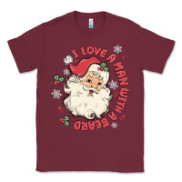 Burgundy i love a man with a beard Classic Tee - MaliasSmallBusiness
