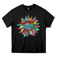 Black racing sunflower front Heavy Core Tee - AdoDesignShop