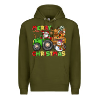 Army Green merry christmas crew tractor Premium Hoodie - CowGirlArtShop