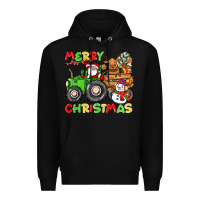 Black merry christmas crew tractor Premium Hoodie - CowGirlArtShop