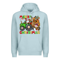 Blue Mist merry christmas crew tractor Premium Hoodie - CowGirlArtShop