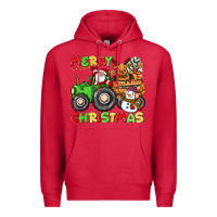 Cardinal merry christmas crew tractor Premium Hoodie - CowGirlArtShop