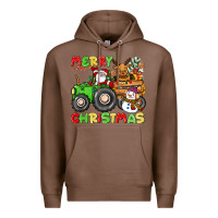 Chestnut merry christmas crew tractor Premium Hoodie - CowGirlArtShop
