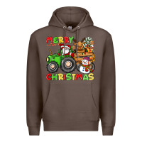 Coffee merry christmas crew tractor Premium Hoodie - CowGirlArtShop