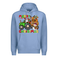 Colony Blue merry christmas crew tractor Premium Hoodie - CowGirlArtShop