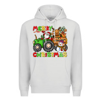 Dove Grey merry christmas crew tractor Premium Hoodie - CowGirlArtShop