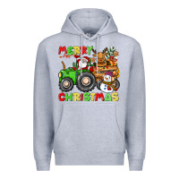 Heather Grey merry christmas crew tractor Premium Hoodie - CowGirlArtShop