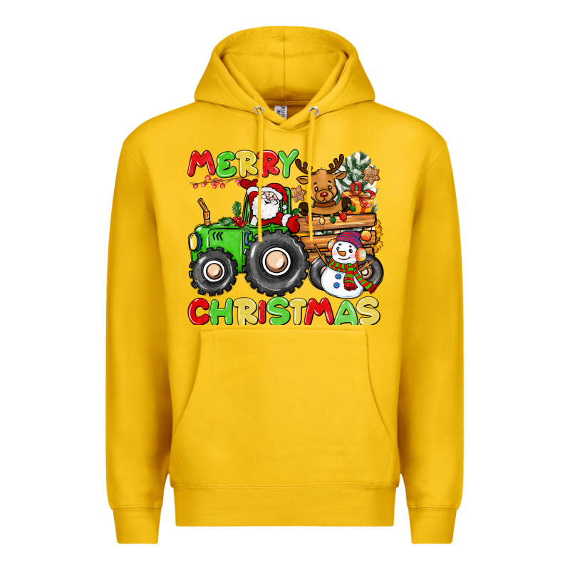 Merry Christmas Crew Tractor Premium Hoodie by CowGirlArtShop | Teevron