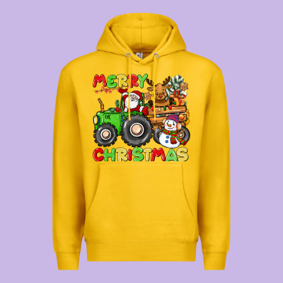 Merry Christmas Crew Tractor Premium Hoodie Designed By Cowgirlartshop