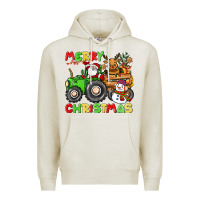 Oatmeal Heather merry christmas crew tractor Premium Hoodie - CowGirlArtShop