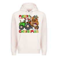 Pale Pink merry christmas crew tractor Premium Hoodie - CowGirlArtShop