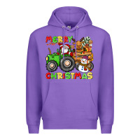 Purple merry christmas crew tractor Premium Hoodie - CowGirlArtShop
