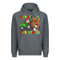 Rock merry christmas crew tractor Premium Hoodie - CowGirlArtShop