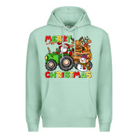 Seafoam merry christmas crew tractor Premium Hoodie - CowGirlArtShop