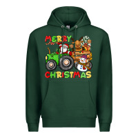 Sports Green merry christmas crew tractor Premium Hoodie - CowGirlArtShop