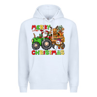 White merry christmas crew tractor Premium Hoodie - CowGirlArtShop