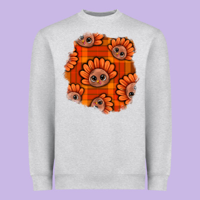 Thanksgiving Turkey With Tartan Patch Heavyweight Sweatshirt Designed By Bundleandbundleshop
