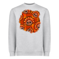Heather Grey Thanksgiving Turkey With Tartan Patch Heavyweight Sweatshirt - BundleAndBundleShop