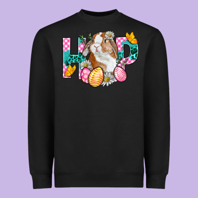 Hop Bunny Easter Heavyweight Sweatshirt Designed By Bundleandbundleshop