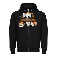 Black Personalized Halloween Ghost Cat Zipper Hoodie - texasbilliewilder