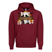 Burgundy Personalized Halloween Ghost Cat Zipper Hoodie - texasbilliewilder