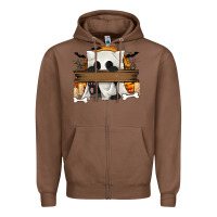 Chestnut Personalized Halloween Ghost Cat Zipper Hoodie - texasbilliewilder
