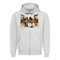 Dove Grey Personalized Halloween Ghost Cat Zipper Hoodie - texasbilliewilder