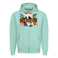 Seafoam Personalized Halloween Ghost Cat Zipper Hoodie - texasbilliewilder