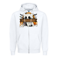 White Personalized Halloween Ghost Cat Zipper Hoodie - texasbilliewilder