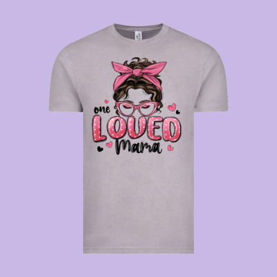 One Loved Mama Messy Bun Vintage Tee Designed By Maliassmallbusiness