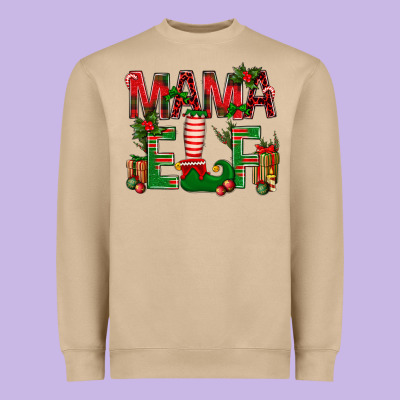 Christmas Mama Elf Heavyweight Sweatshirt Designed By Bundleandbundleshop