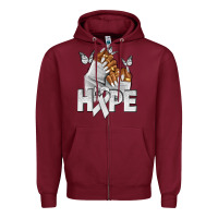 Burgundy hope white ribbon lung cancer nails Zipper Hoodie - NancyCooperArtShop