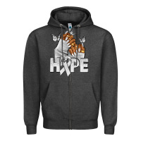 Charcoal Heather hope white ribbon lung cancer nails Zipper Hoodie - NancyCooperArtShop