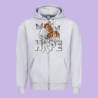 Hope White Ribbon Lung Cancer Nails Zipper Hoodie Designed By Nancycooperartshop