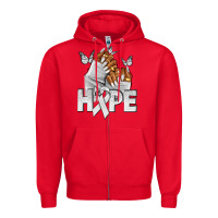 Red hope white ribbon lung cancer nails Zipper Hoodie - NancyCooperArtShop