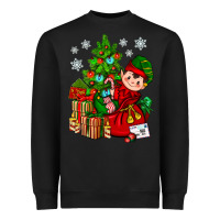 Black Santa's Elf Christmas Heavyweight Sweatshirt - BundleAndBundleShop