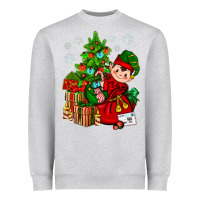 Heather Grey Santa's Elf Christmas Heavyweight Sweatshirt - BundleAndBundleShop