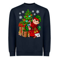 Navy Santa's Elf Christmas Heavyweight Sweatshirt - BundleAndBundleShop