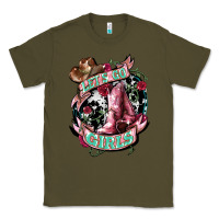Army Green lets go girls cowboy boots cowgirl Classic Tee - NancyCooperArtShop