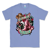 Colony Blue lets go girls cowboy boots cowgirl Classic Tee - NancyCooperArtShop