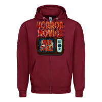 Burgundy Horror Movies and Chill Zipper Hoodie - texasbilliewilder